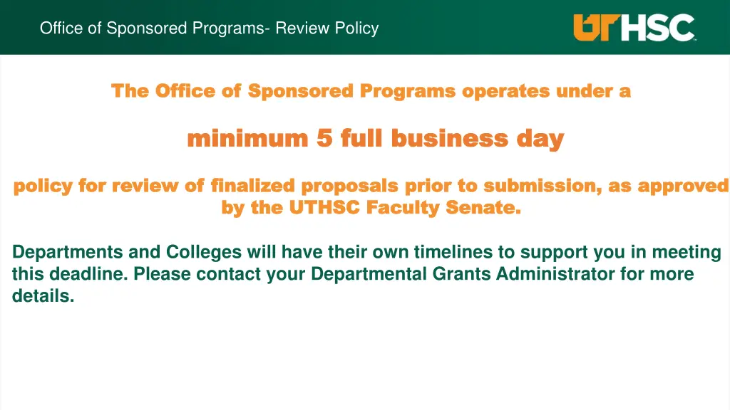 office of sponsored programs review policy