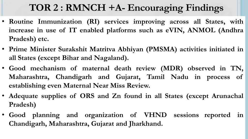 tor 2 rmnch a encouraging findings