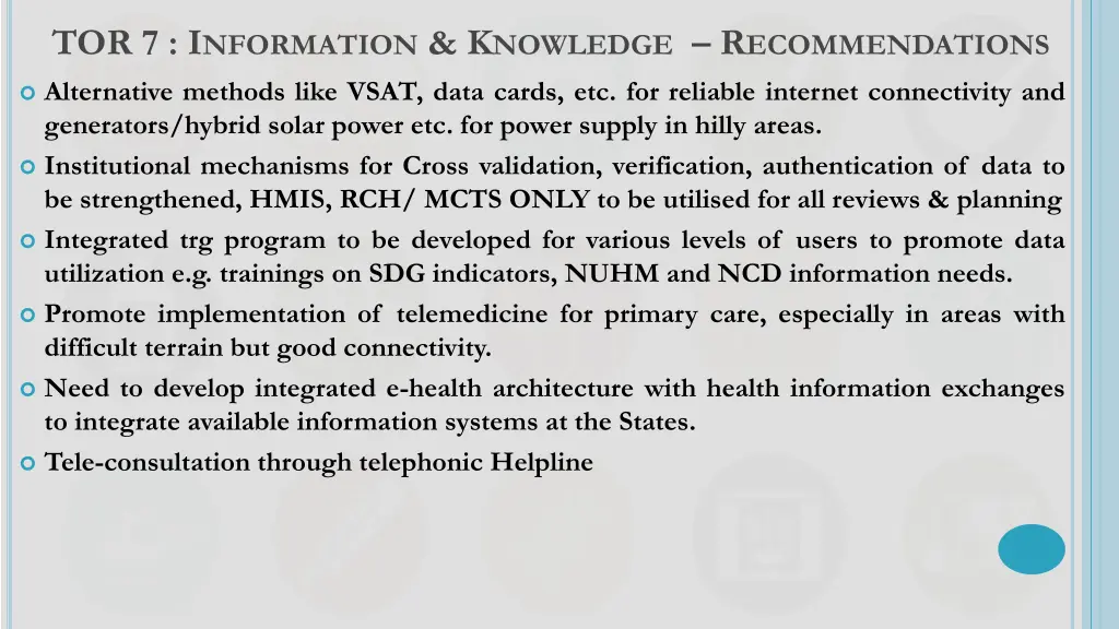 tor 7 i nformation k nowledge r ecommendations