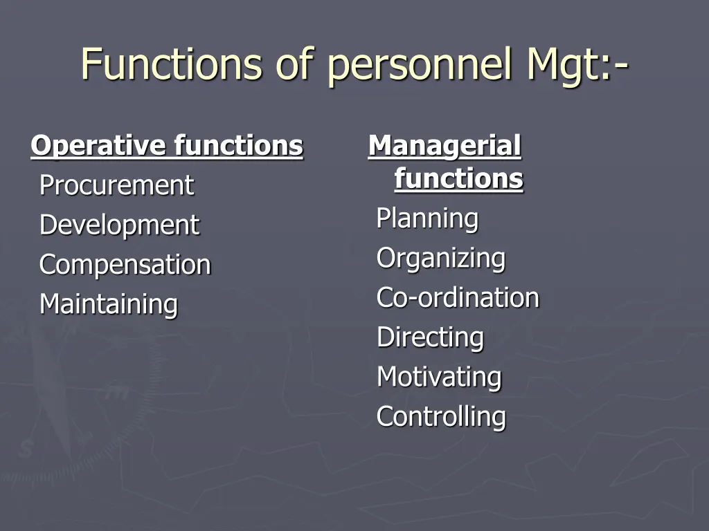 functions of personnel mgt