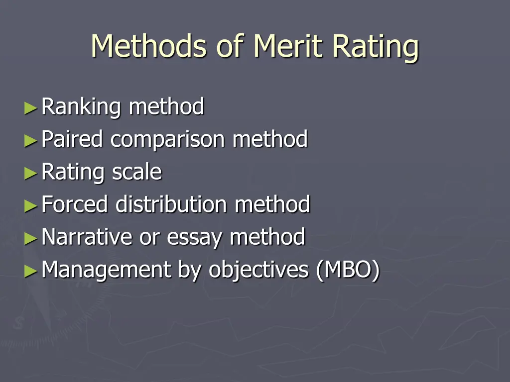 methods of merit rating