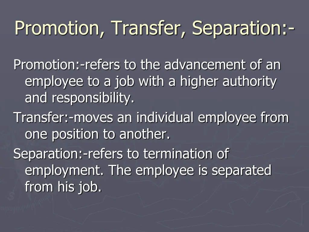 promotion transfer separation