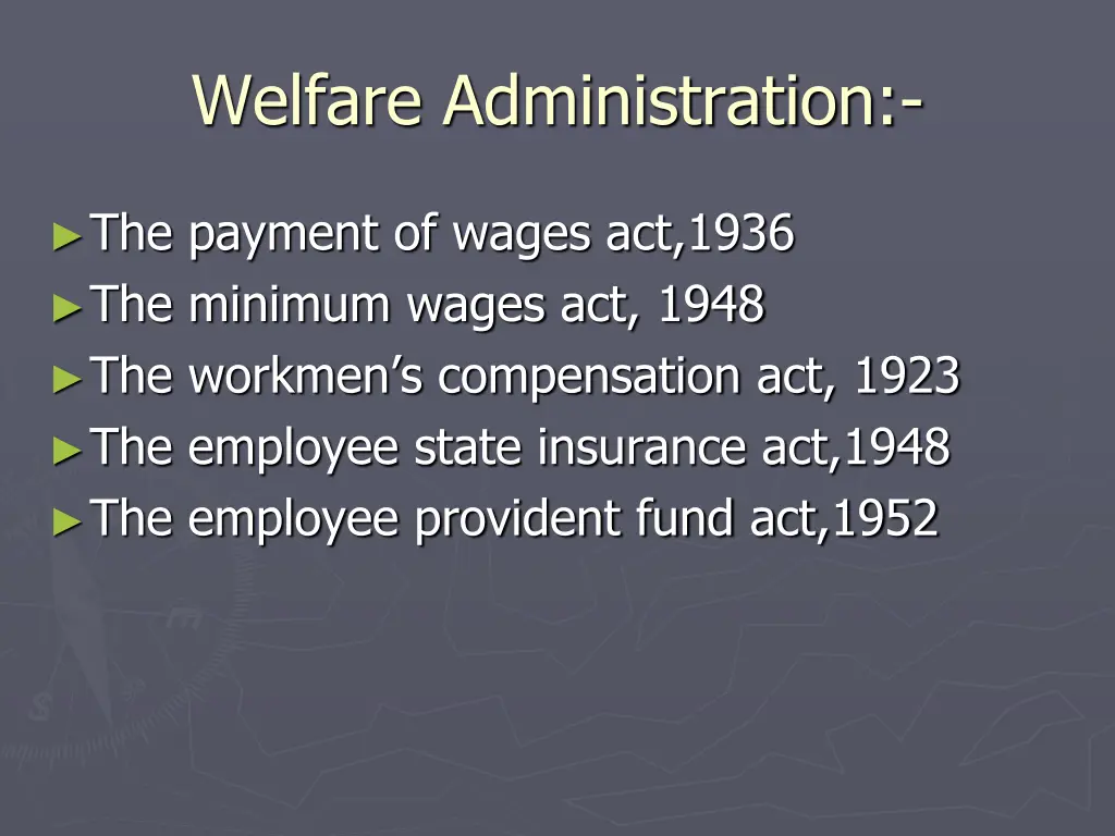 welfare administration