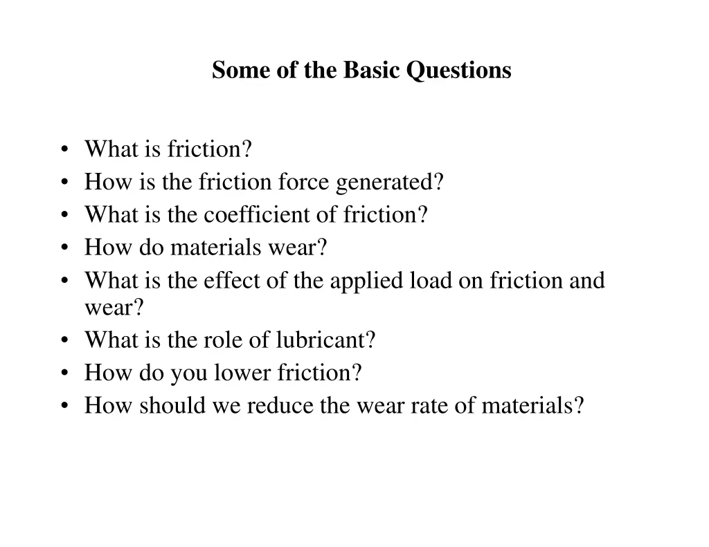 some of the basic questions