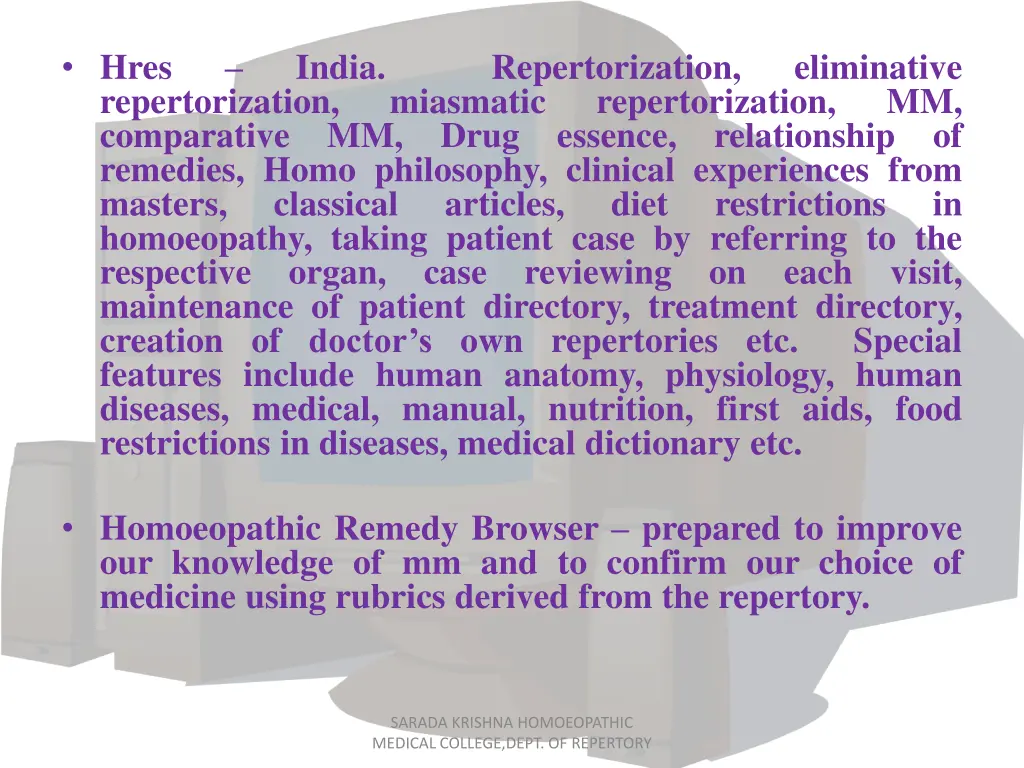 hres repertorization comparative mm drug essence