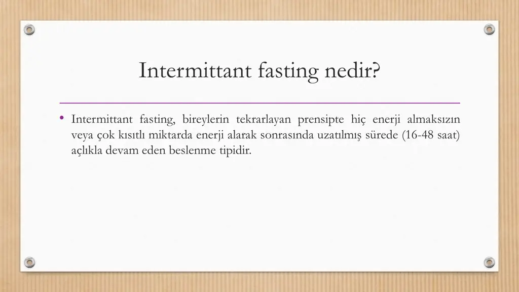 intermittant fasting nedir