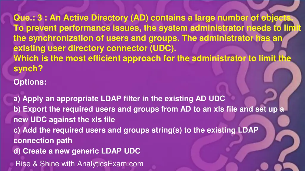 que 3 an active directory ad contains a large