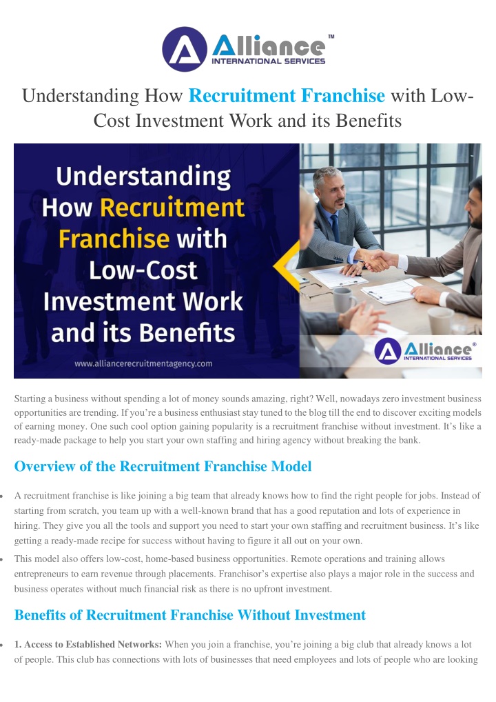 understanding how recruitment franchise with