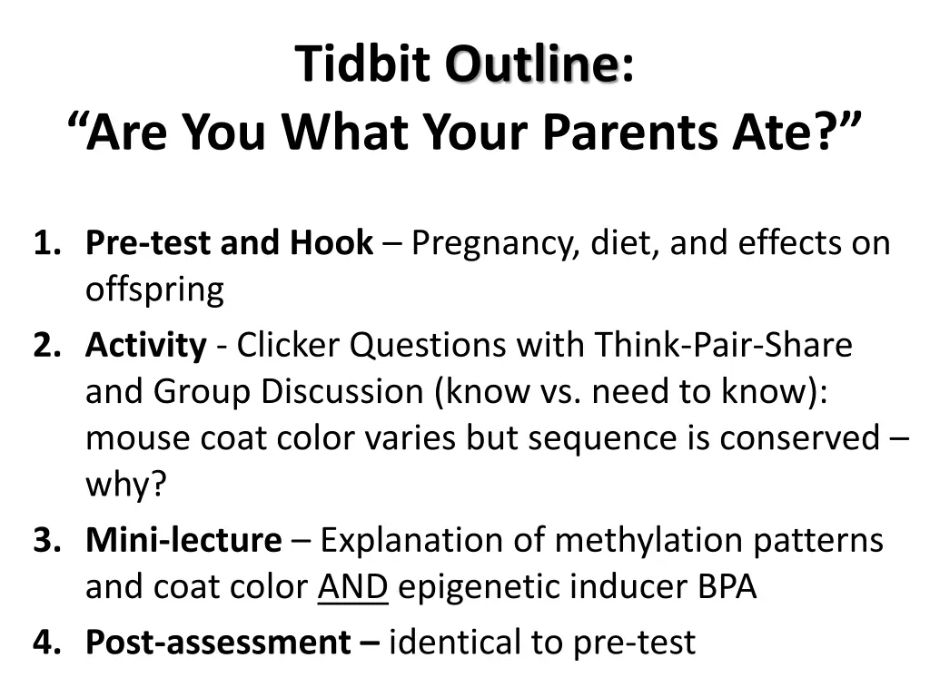 tidbit outline