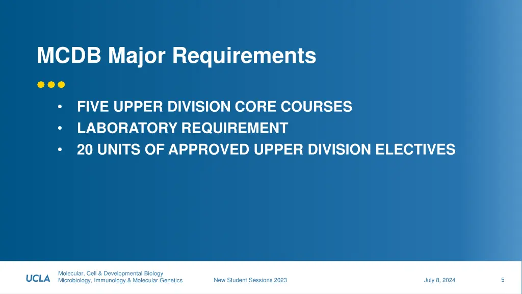 mcdb major requirements