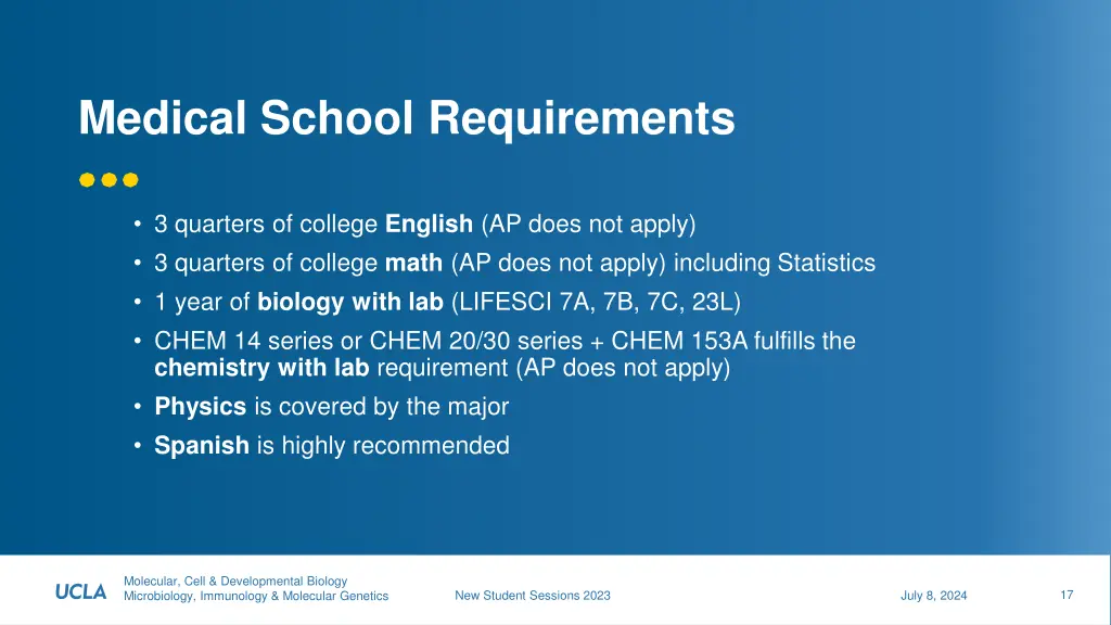 medical school requirements