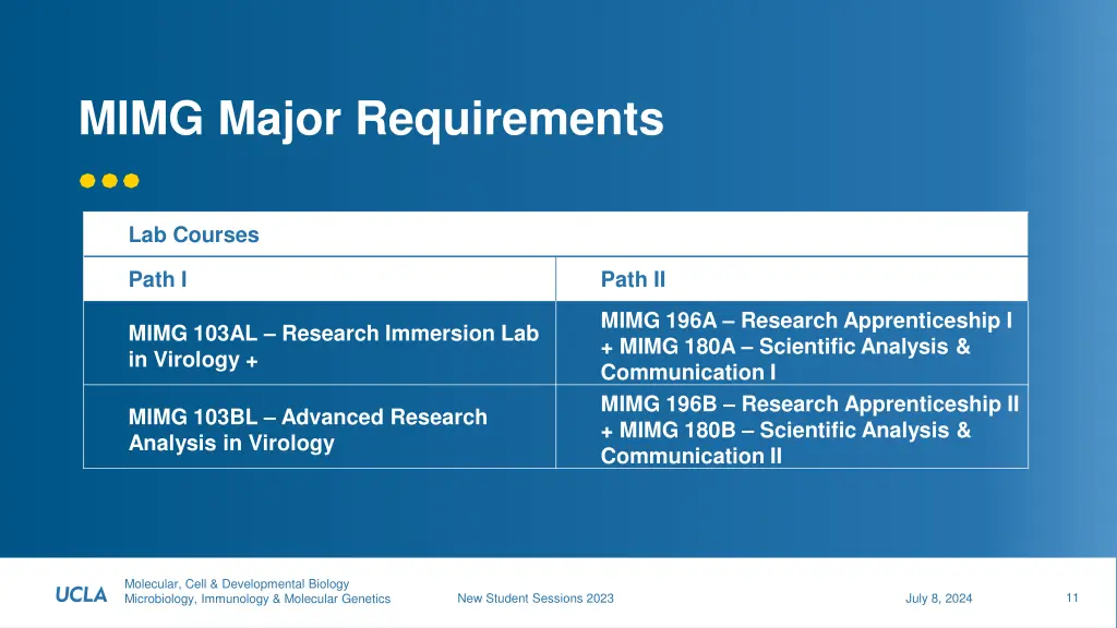 mimg major requirements 2