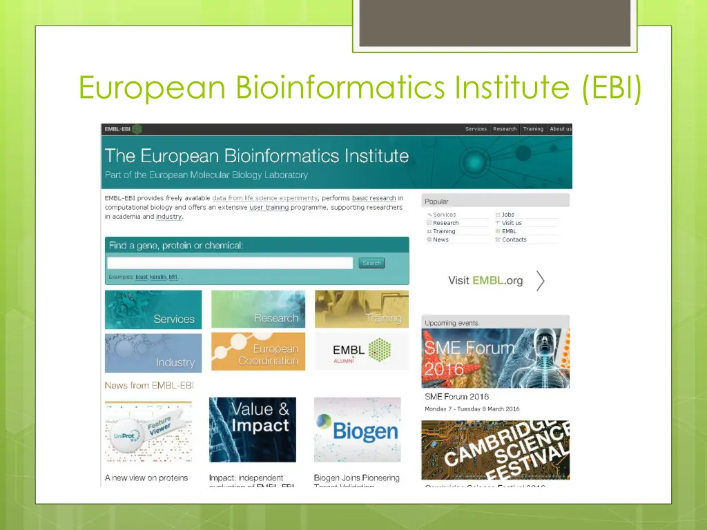 european bioinformatics institute ebi