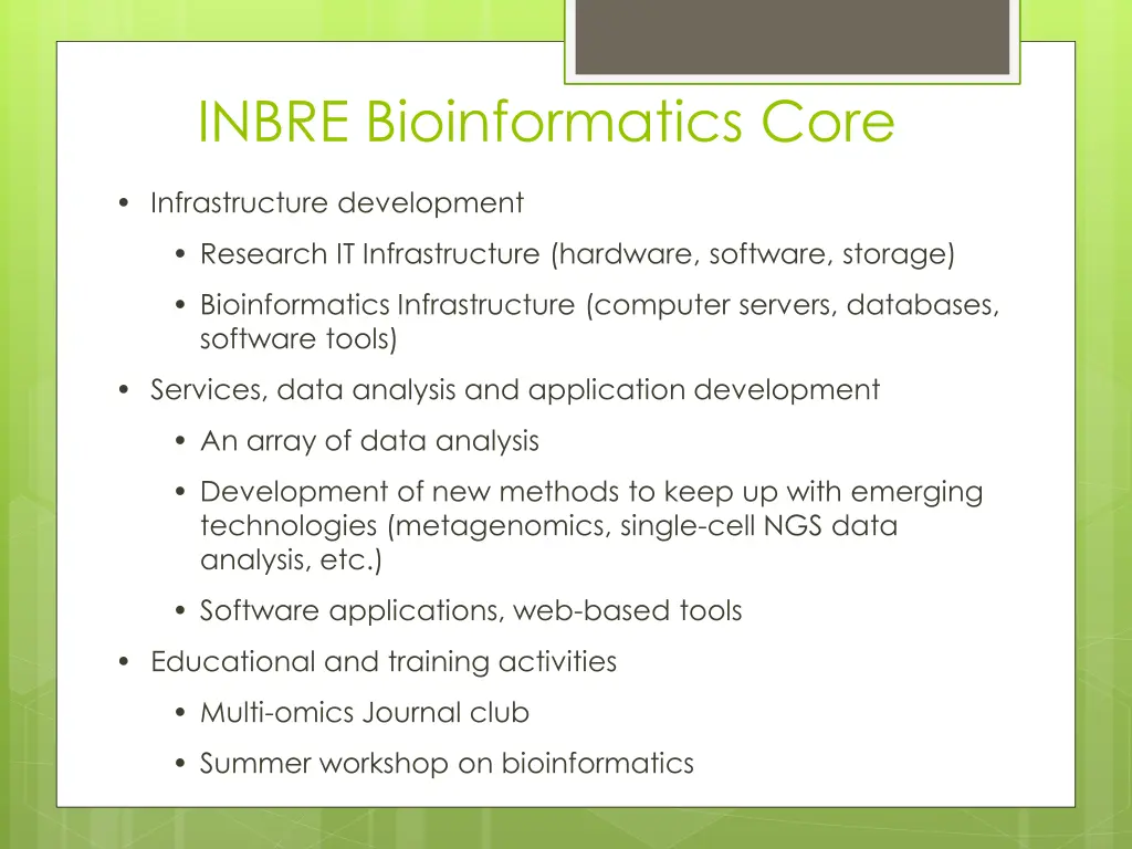 inbre bioinformatics core