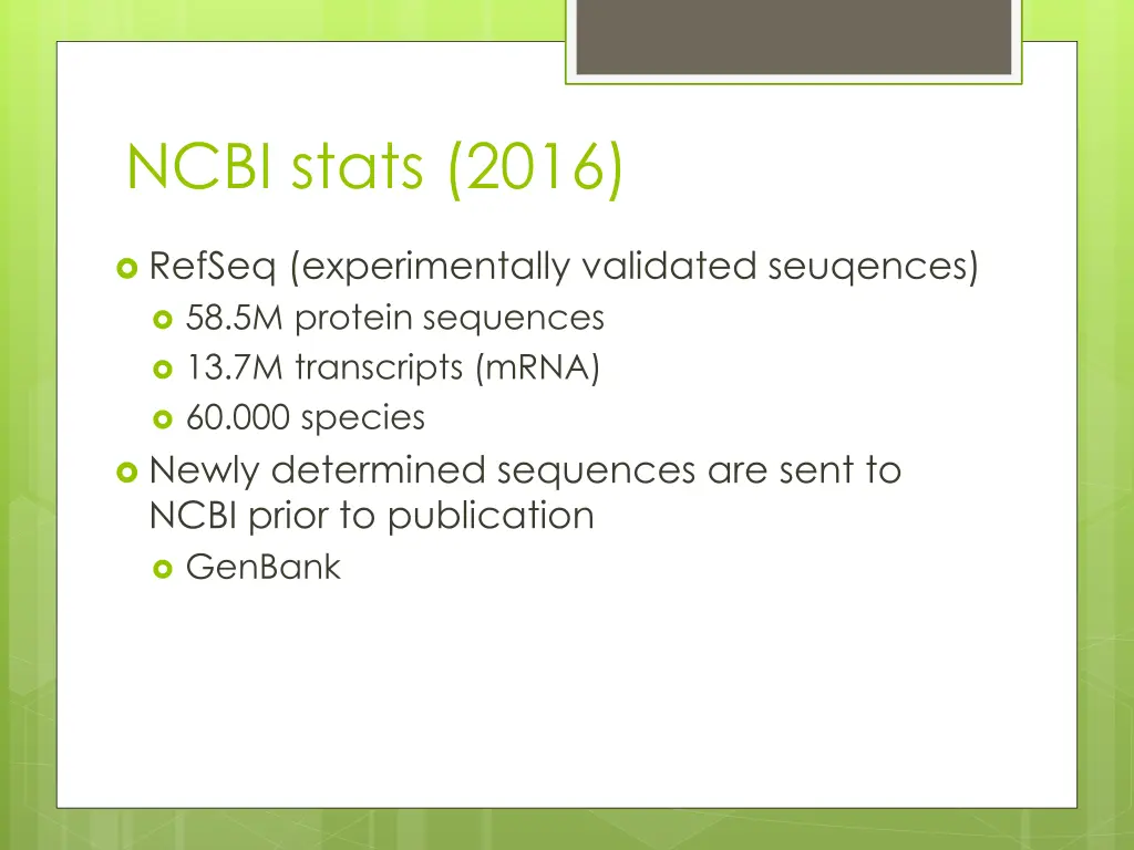 ncbi stats 2016