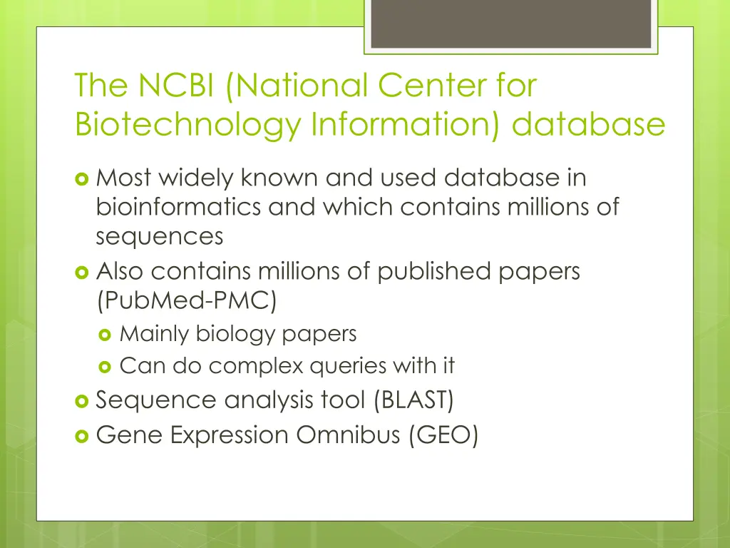 the ncbi national center for biotechnology