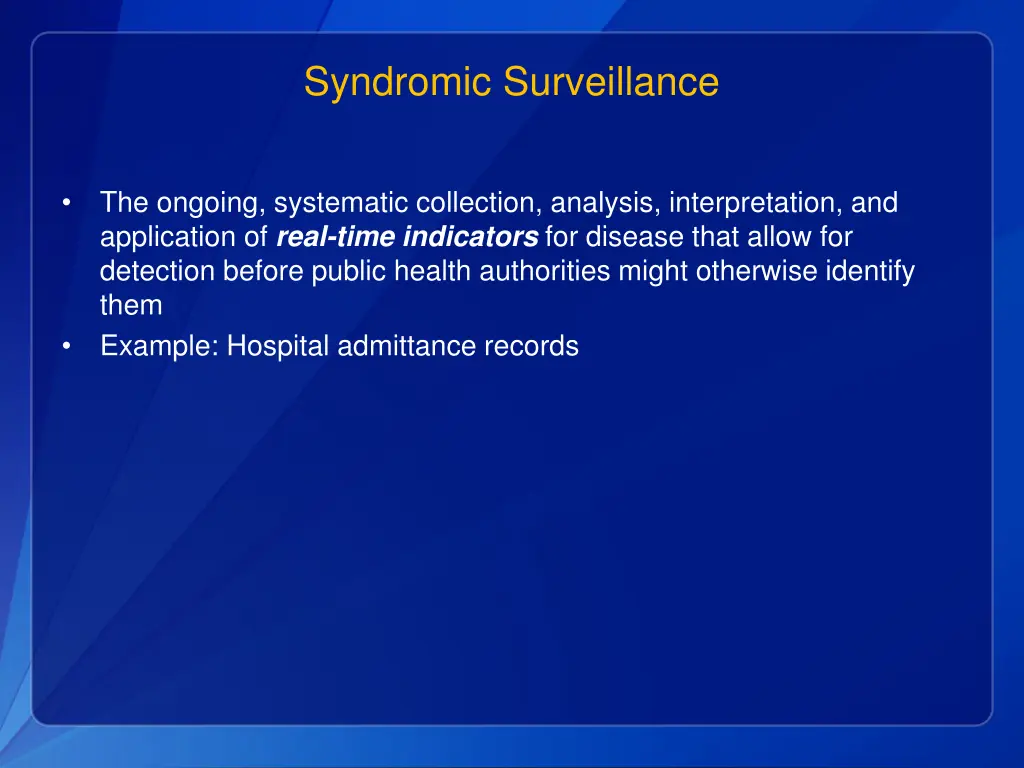 syndromic surveillance