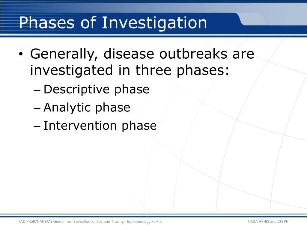 phases of investigation