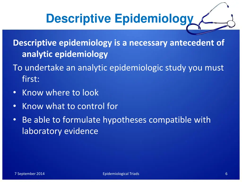 descriptive epidemiology