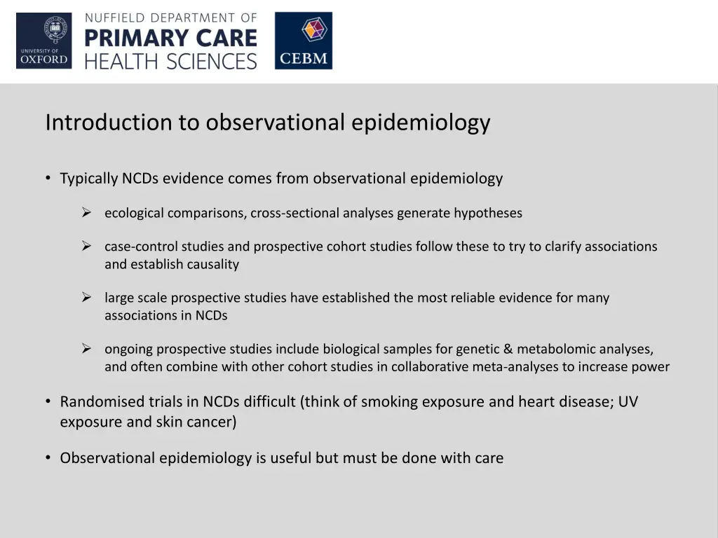 introduction to observational epidemiology