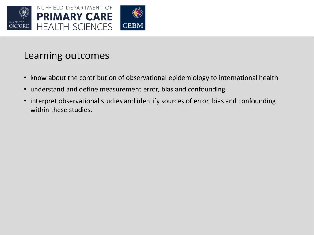 learning outcomes