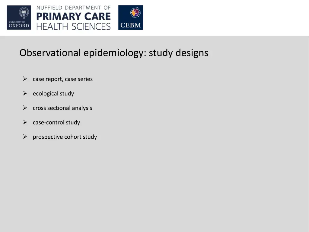 observational epidemiology study designs