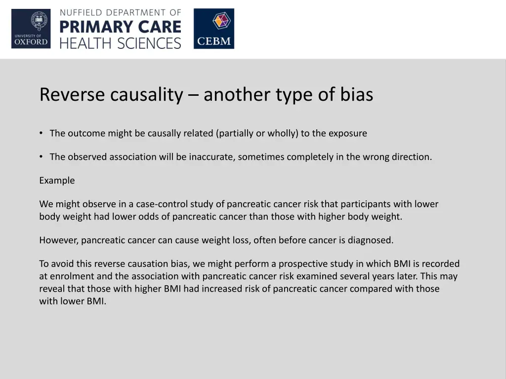 reverse causality another type of bias