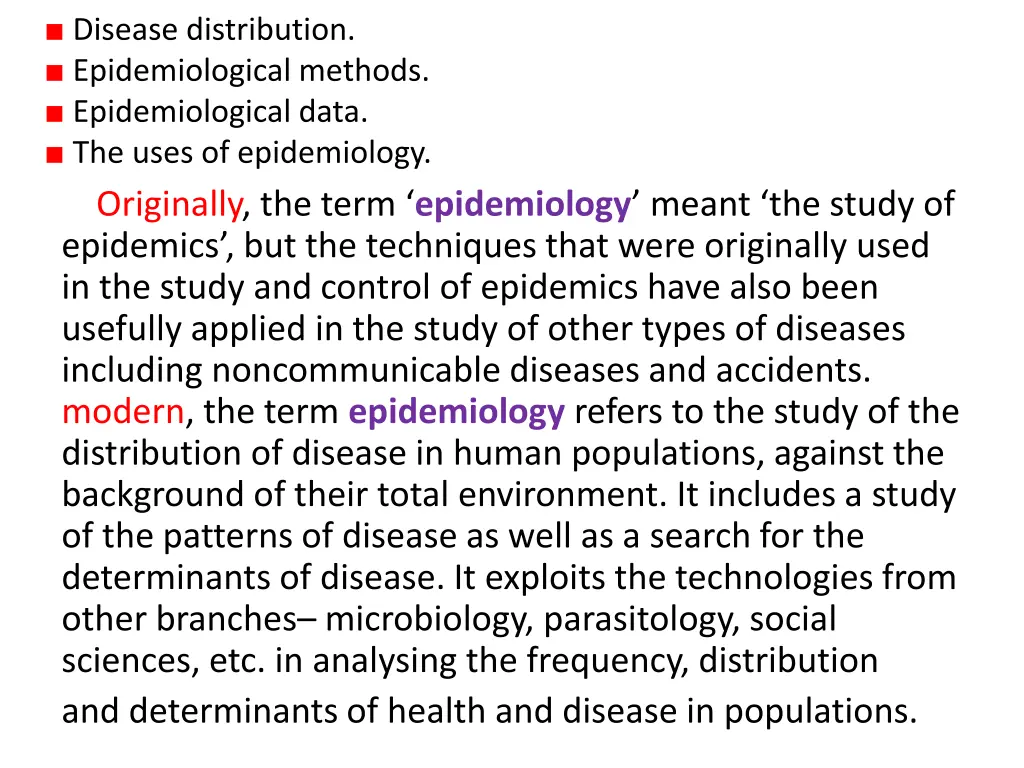 disease distribution epidemiological methods