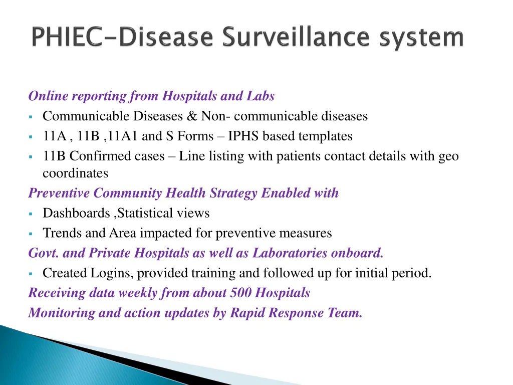 online reporting from hospitals and labs