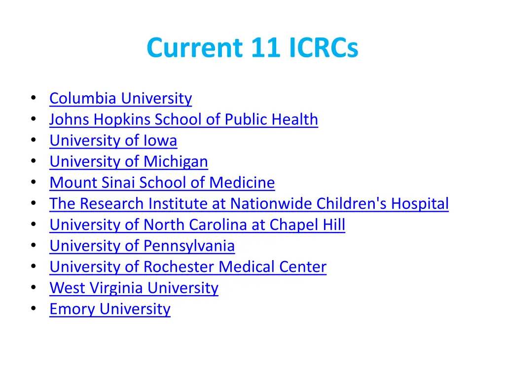 current 11 icrcs