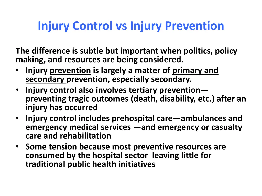 injury control vs injury prevention