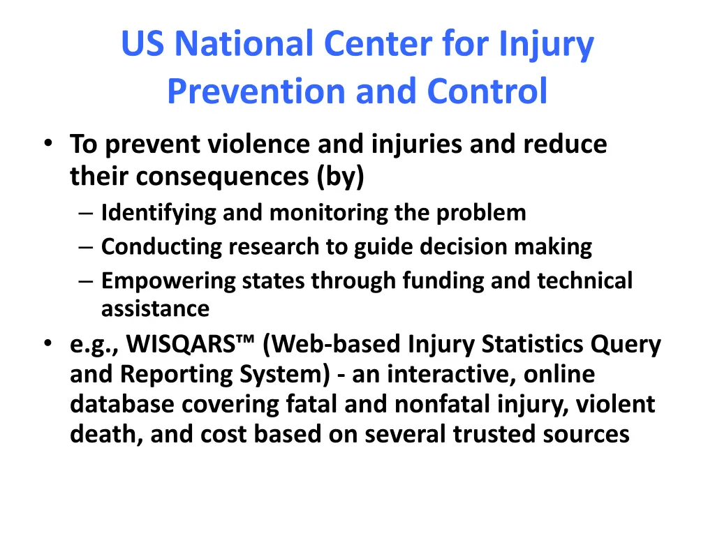 us national center for injury prevention