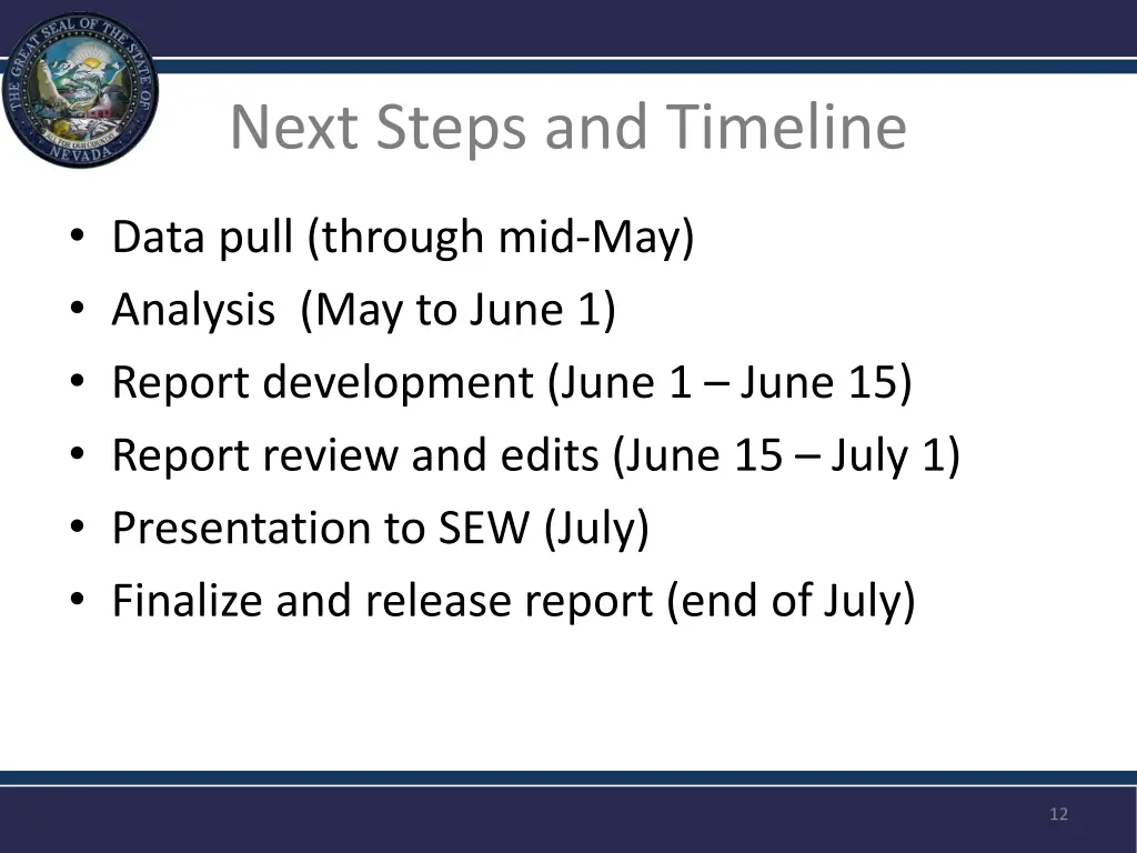 next steps and timeline