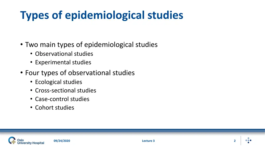 types of epidemiological studies