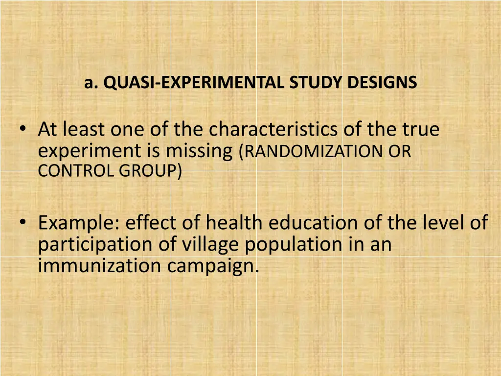 a quasi experimental study designs