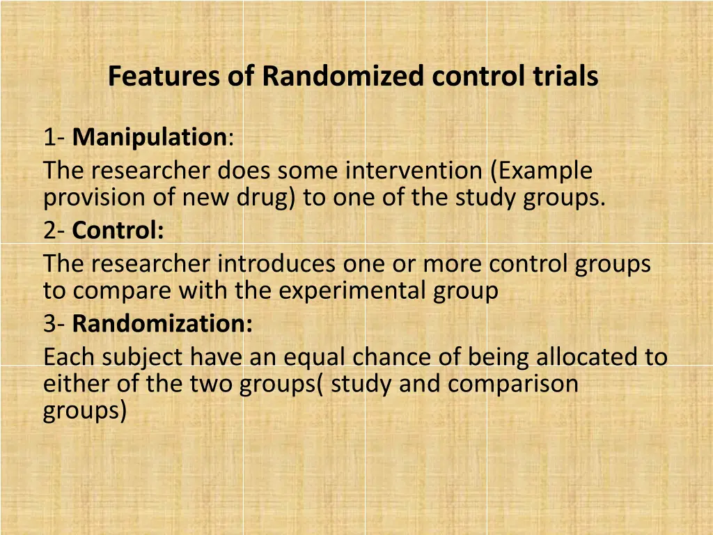 features of randomized control trials