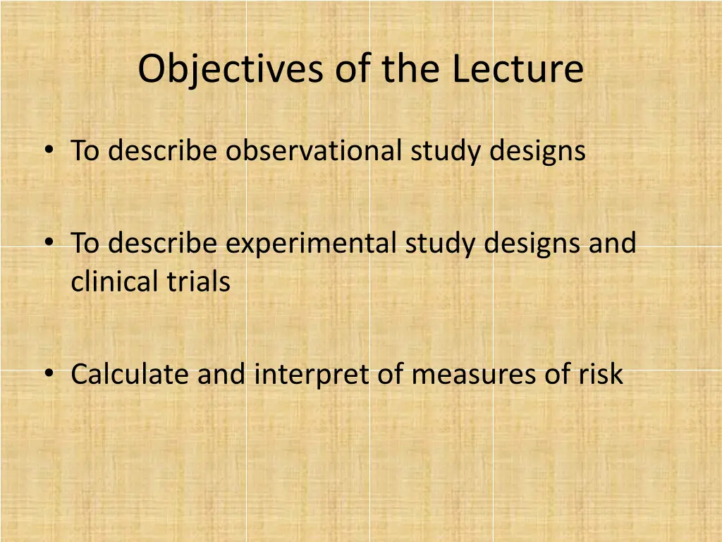 objectives of the lecture