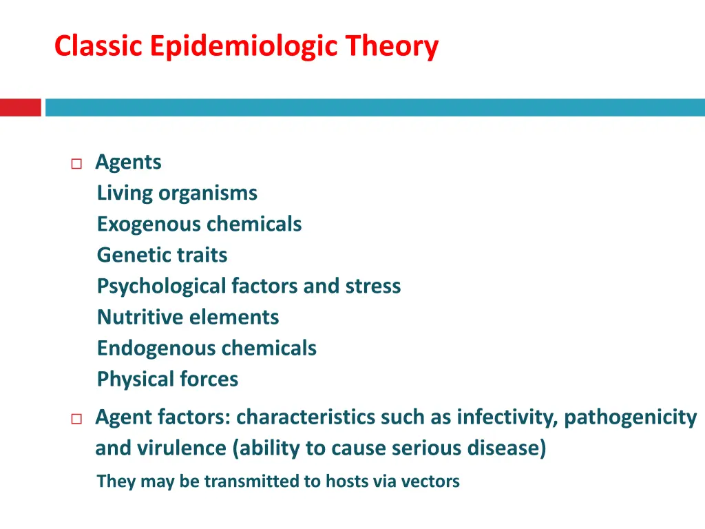 classic epidemiologic theory