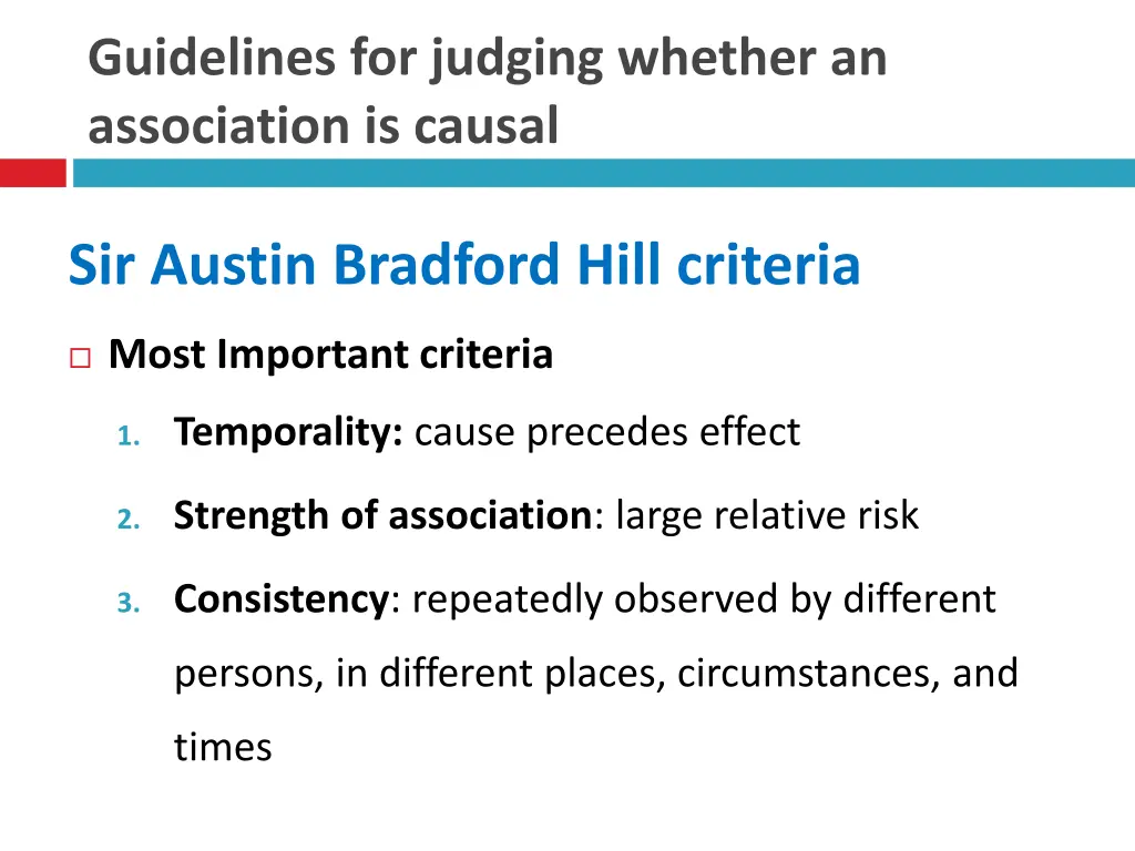 guidelines for judging whether an association