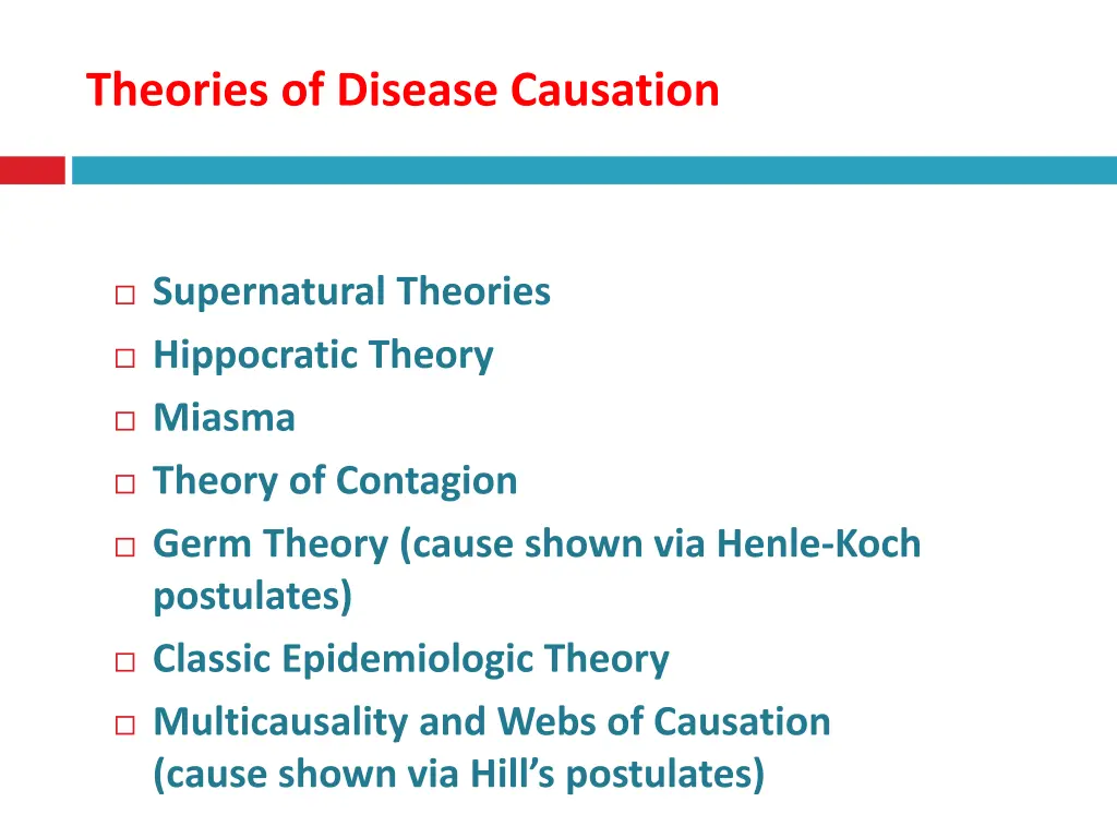 theories of disease causation