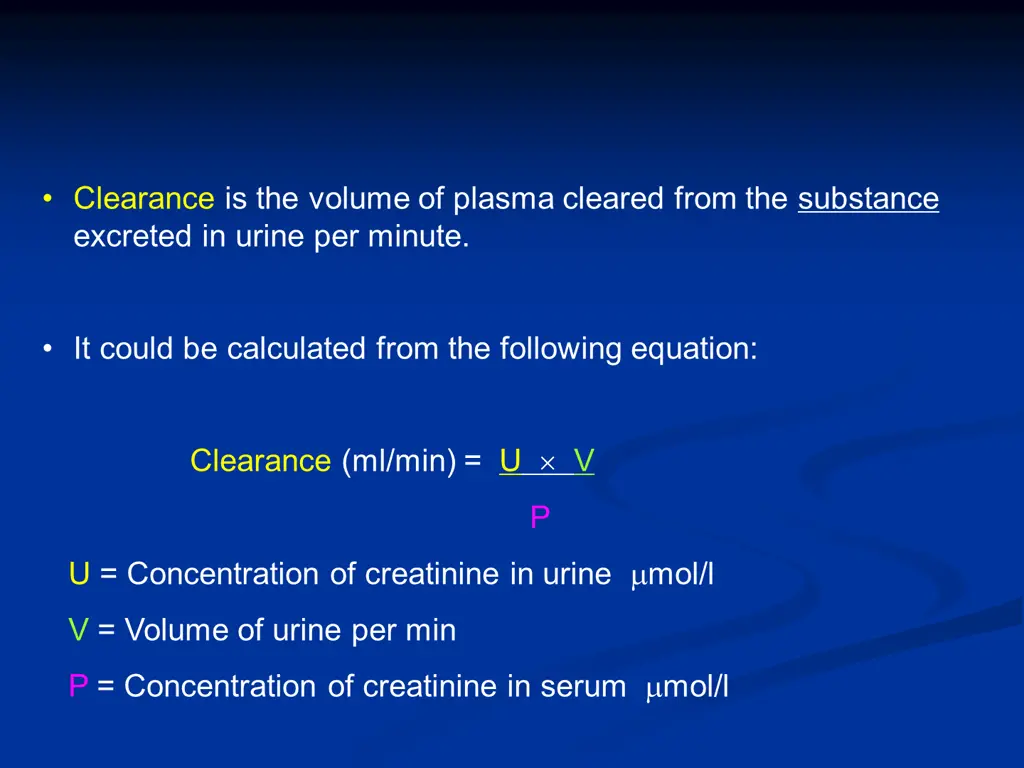 clearance is the volume of plasma cleared from