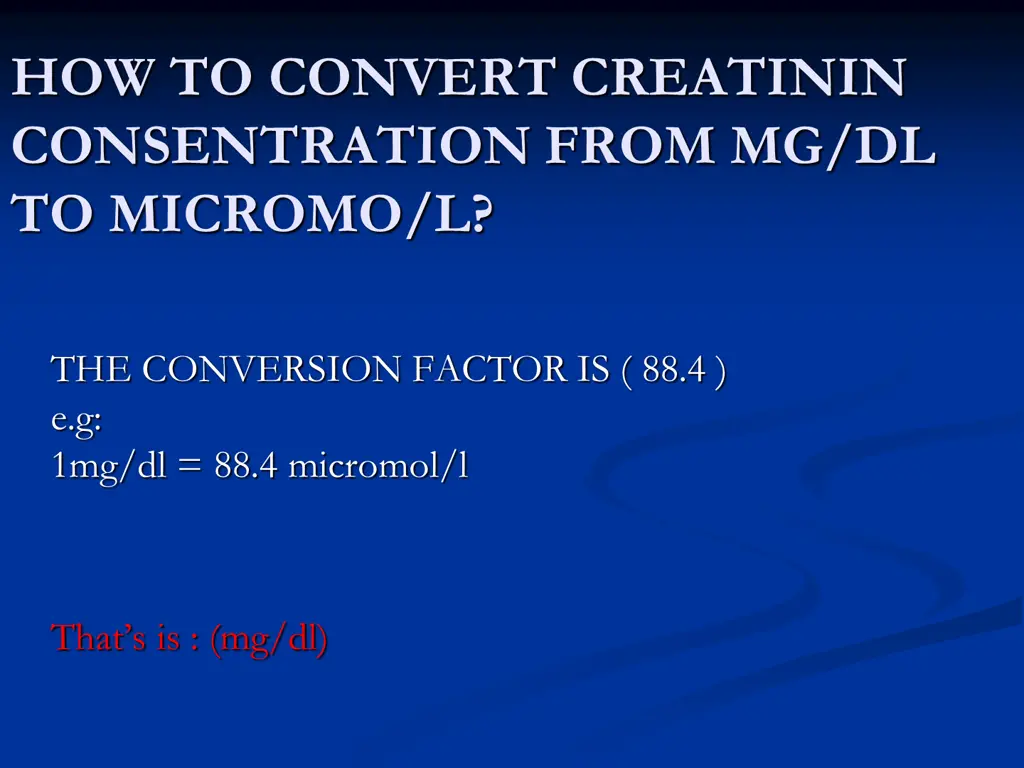 how to convert creatinin consentration from