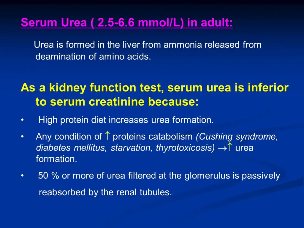 serum urea 2 5 6 6 mmol l in adult
