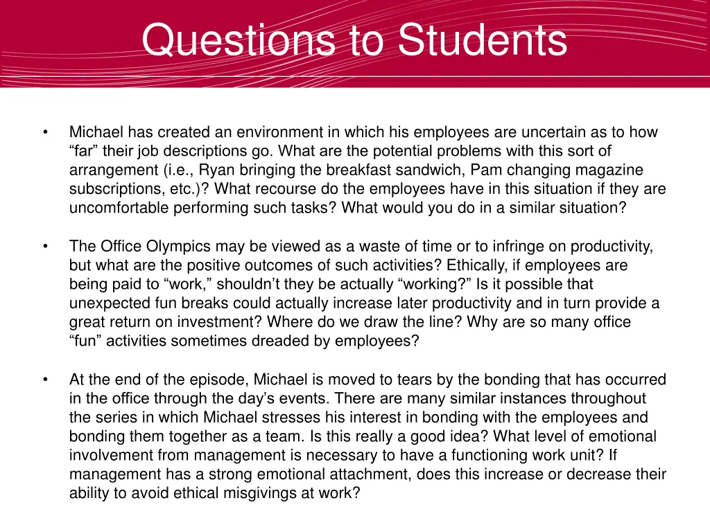 questions to students 2