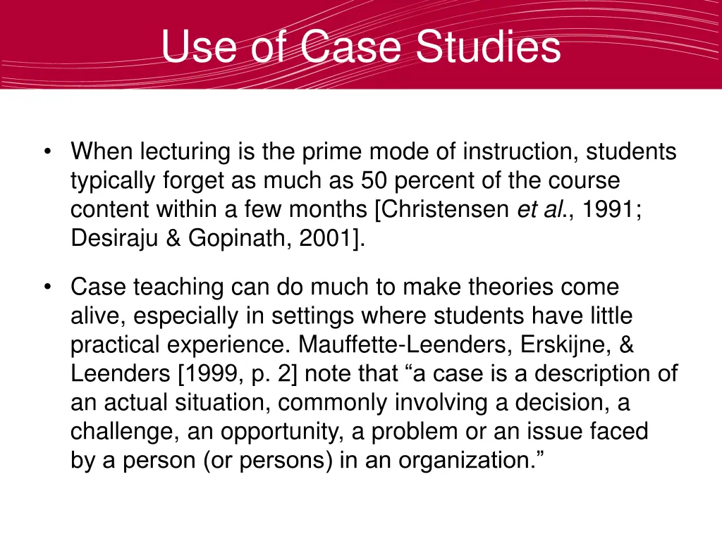 use of case studies