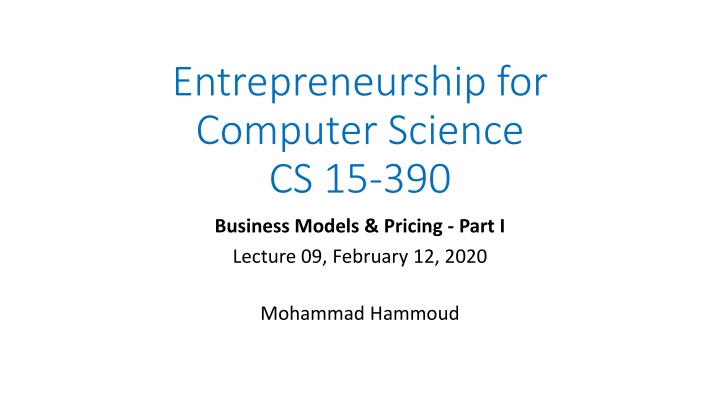 entrepreneurship for computer science cs 15 390