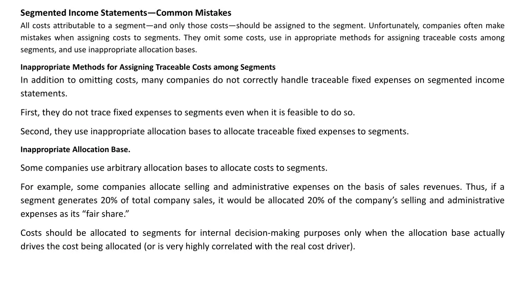 segmented income statements common mistakes 1