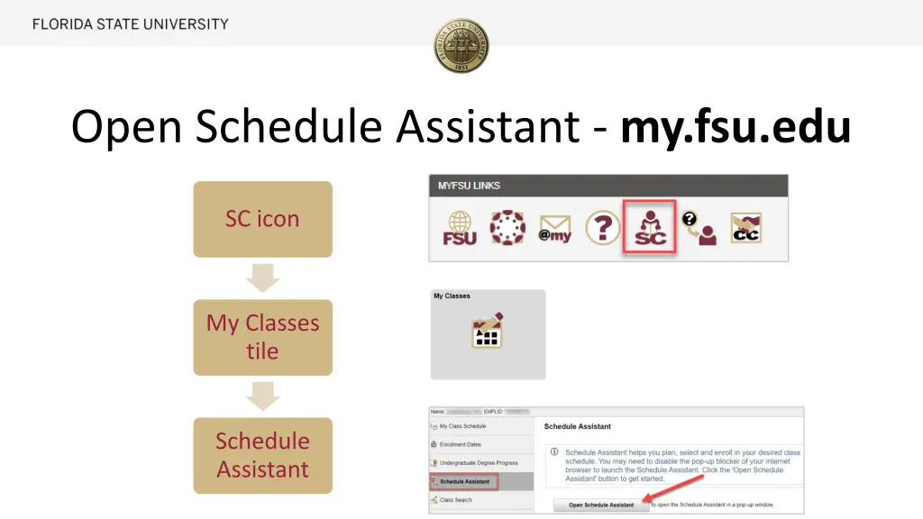 open schedule assistant my fsu edu