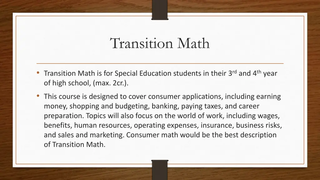 transition math