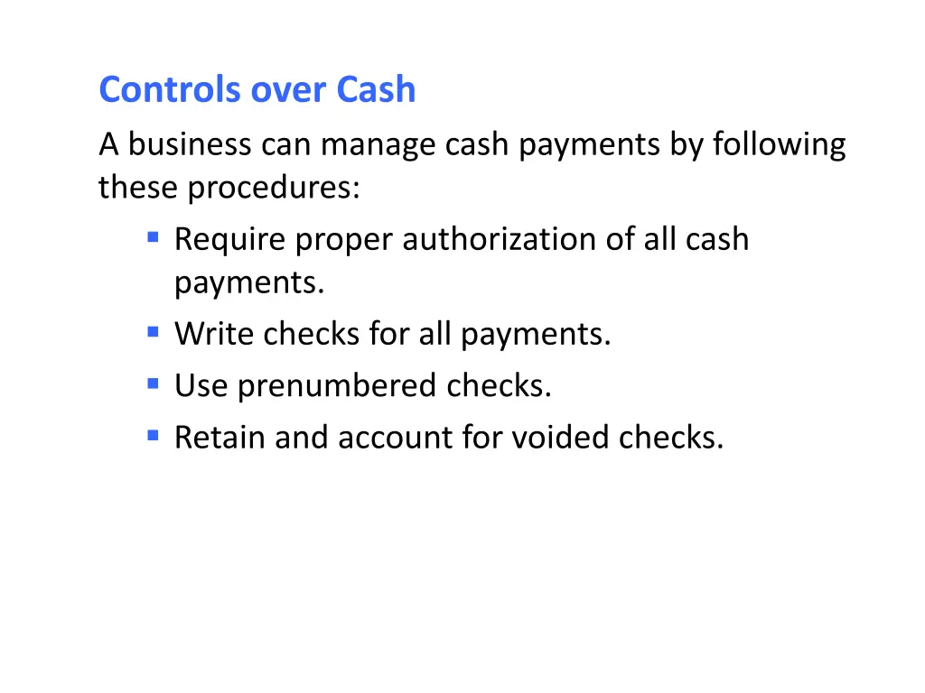 controls over cash a business can manage cash